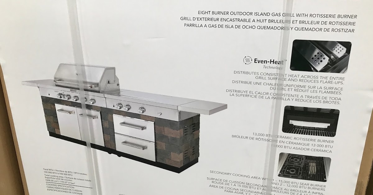 KitchenAid Eight Burner Outdoor Island Gas Grill with Rotisserie Burner