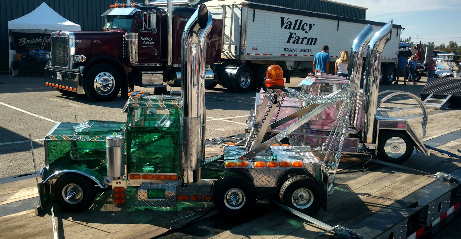 Just A Car Guy Stained glass semi's at the Richard Crane Memorial