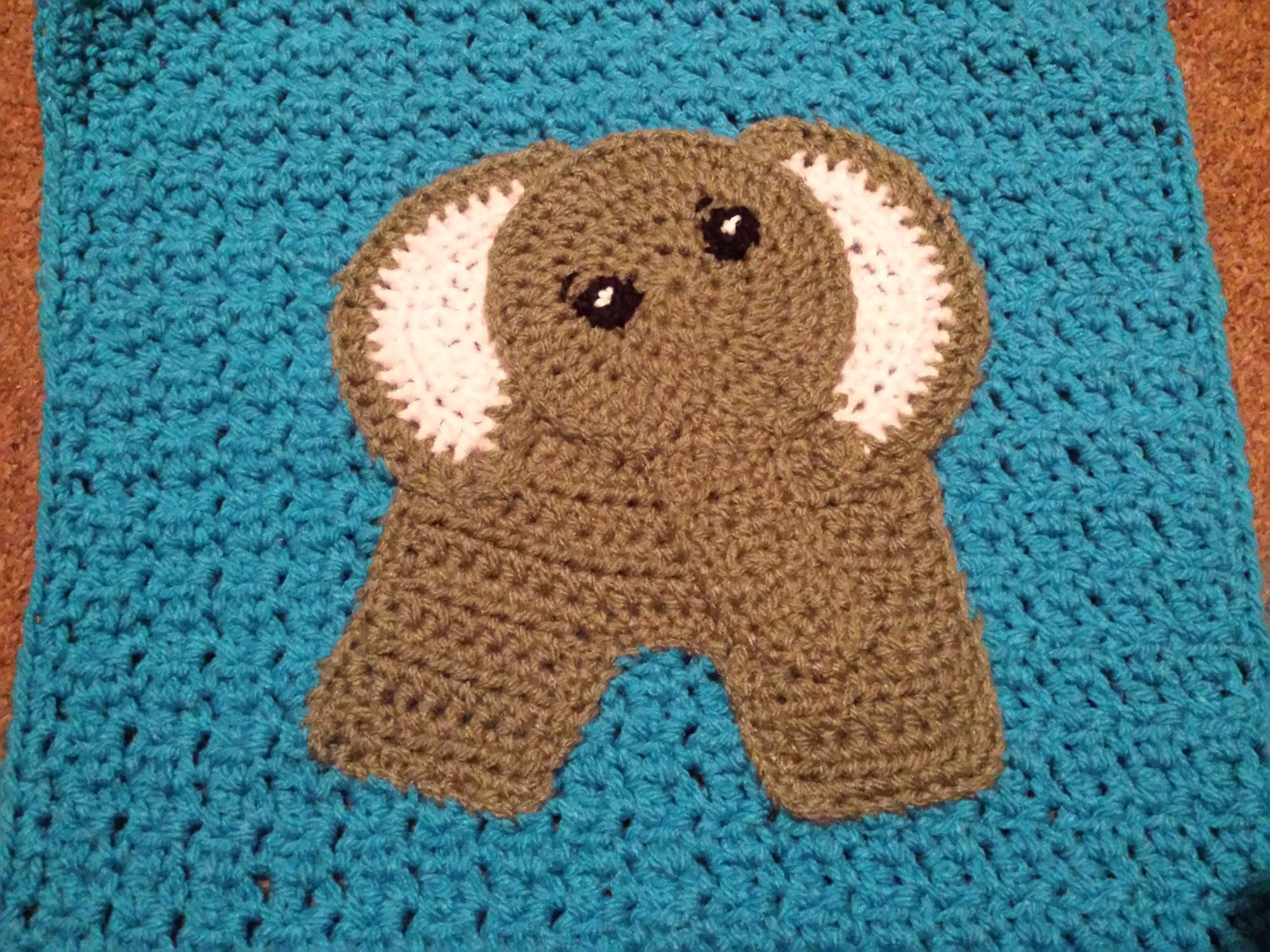 Blooming Lovely WIP Crochet Zoo Blanket Elephant Appliqué