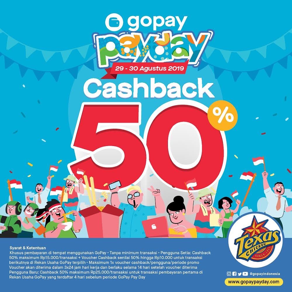 Promo Texas Chicken Cashback 50 Dengan Gopay Periode 29 30