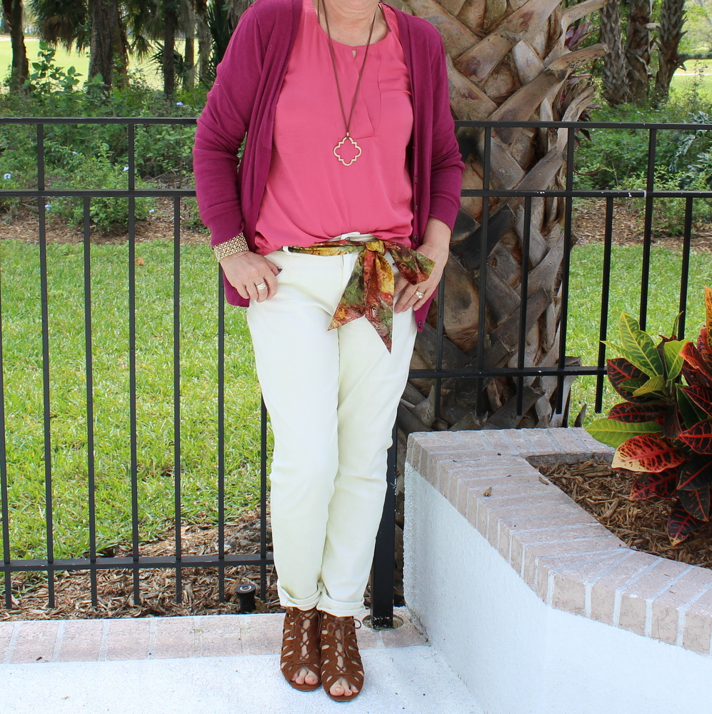 Pink Top White Jeans Spring Look - Fierce Fashion