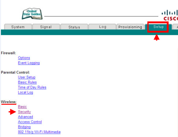 วิธีการตั้งค่า No Security Wireless บน Cisco EPC2325 ~ Easy Hoorah 13