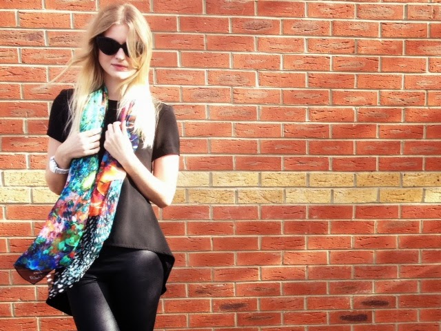 FashionFake, style blog, fashion blog, street style, silk printed scarf, digital watch, Laura Orchant scarf, Laura Orchant