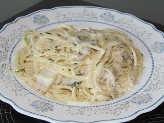 Spaghete cu ciuperci si sos de branza / Pasta with mushrooms and cheese sauce