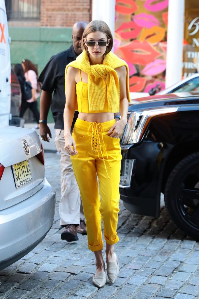 Gigi Hadid Style Fashion in an all Yellow Ensemble in NYC - Celebs ...