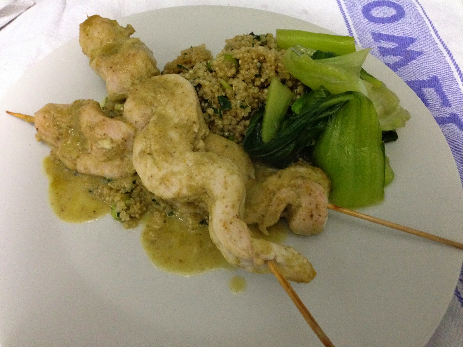 Thai green chicken skewers with ginger quinoa from Donna Hay's book Fresh and Light.