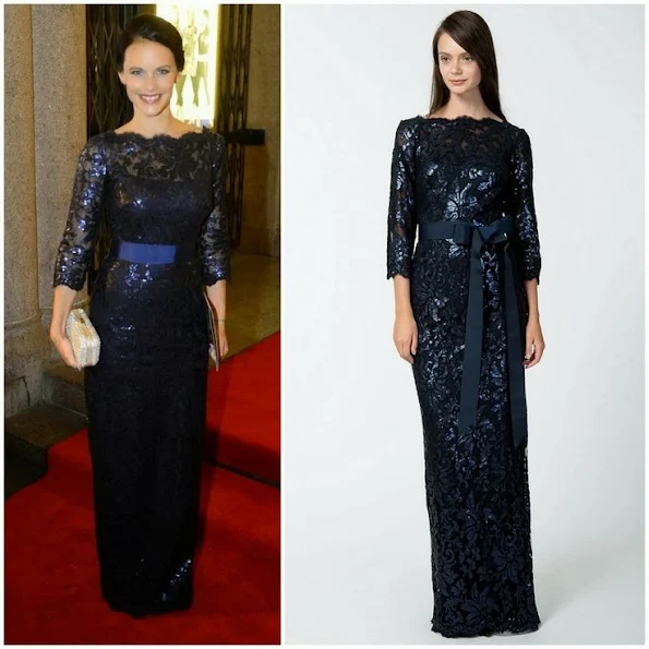 Swedish Sofia Hellqvist wore Tadashi Shoji lace dress. Style of Sofia Hellqvist