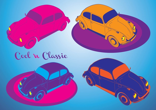 Beetle Cool Cars Colorful Vector
