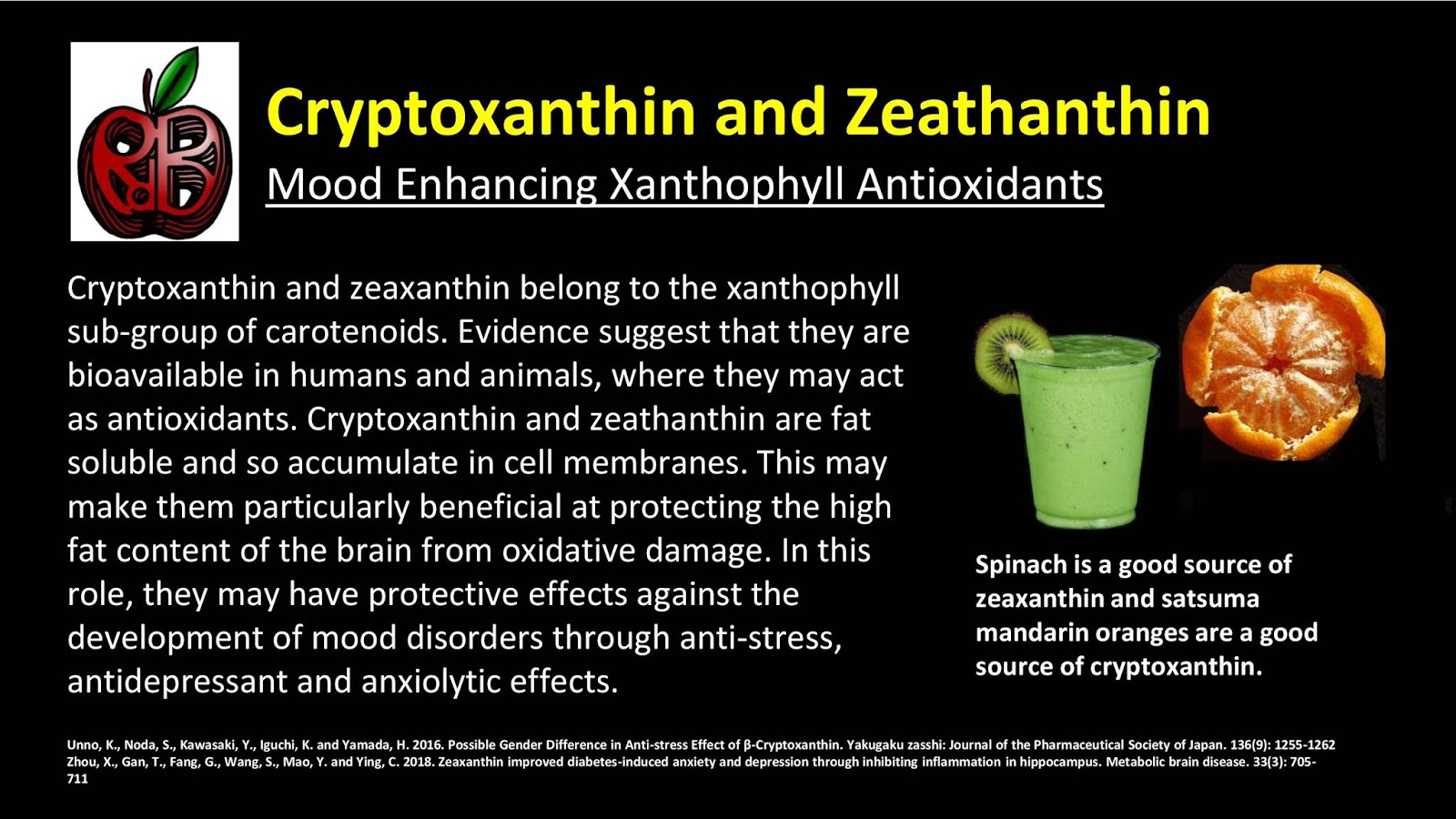 Cryptoxanthin and Zeathanthin Mood Enhancing