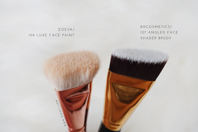BH Cosmetics Sculpt and Blend 2 - 127 Angled Face Shader Brush, Zoeva 109 Luxe Face Paint