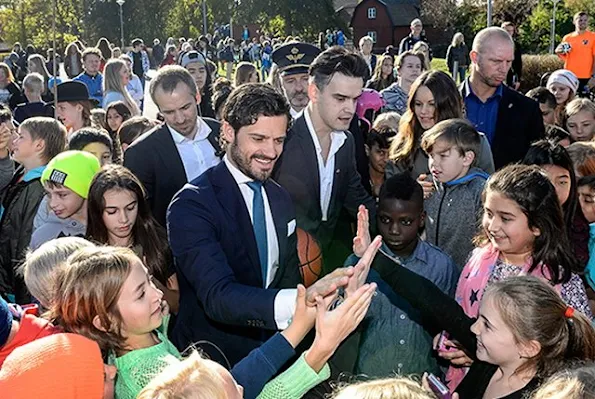 Prince Carl Philip and Princess Sofia of Sweden attended the opening of "Sports Without Borders" activities in a school in Norrtalje