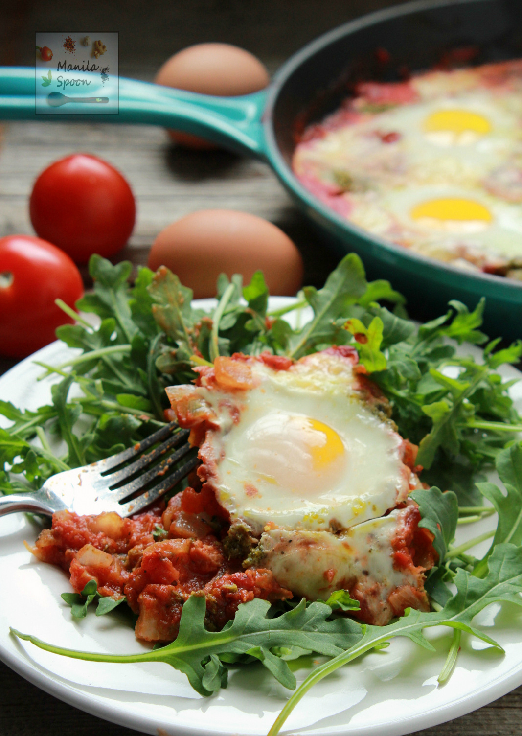 Baked Eggs with Pesto and Cheese - Manila Spoon