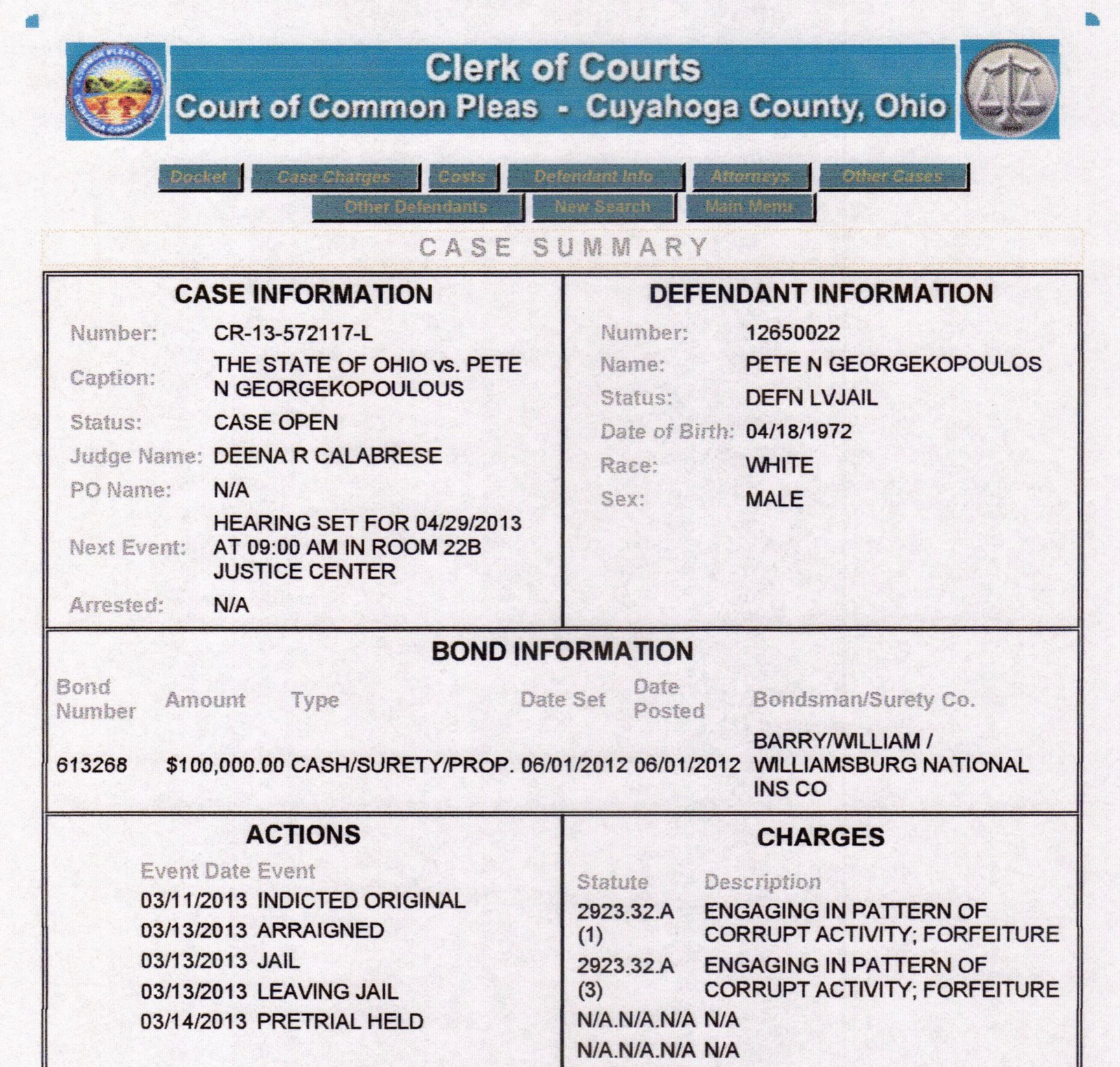 GEORGEKOPOULOS Update On Georgekopoulos Court Dates