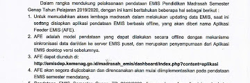 Surat Pemberitahuan Aplikasi Feeder EMIS (AFE) dan Aplikasi EMIS Dashboard