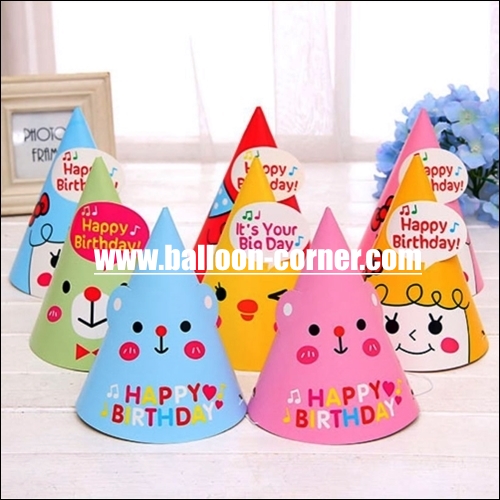 Topi Ulang Tahun Kerucut Motif Baru Balloon Corner topi ulang tahun kerucut motif baru balloon corner