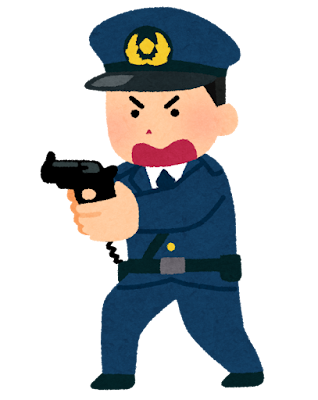 拳銃を構える警察官のイラスト（男性）