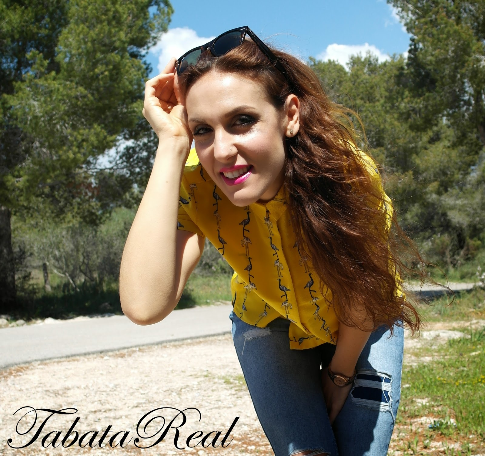 TabataReal: Outfit BLUE FLAMINGOS & RIPPED JEANS