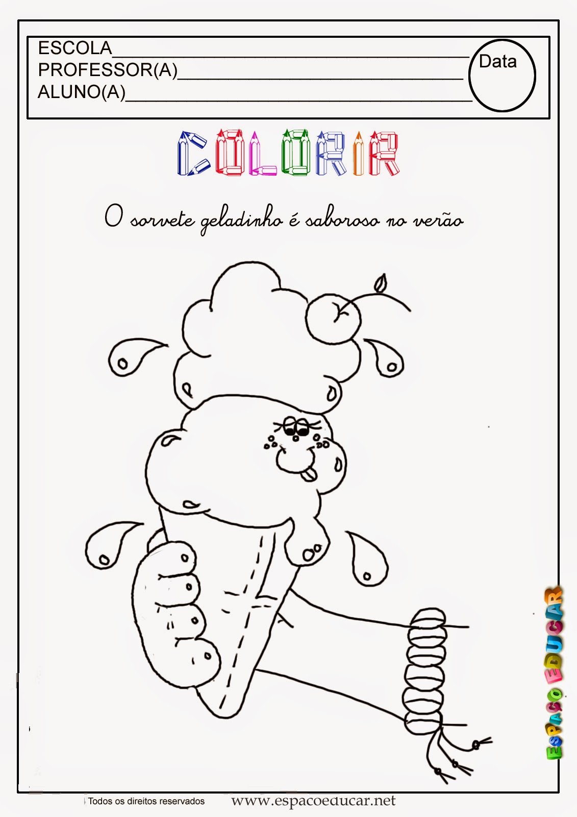 Desenhos de Picolé para Colorir e Pintar - Tudo Para Colorir