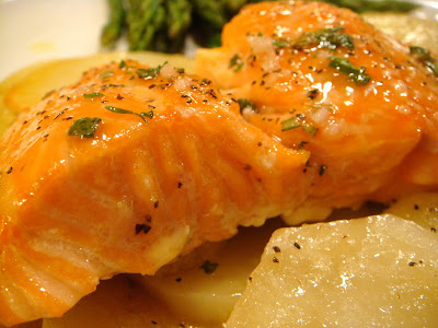 Roasted salmon with herb vinaigrette