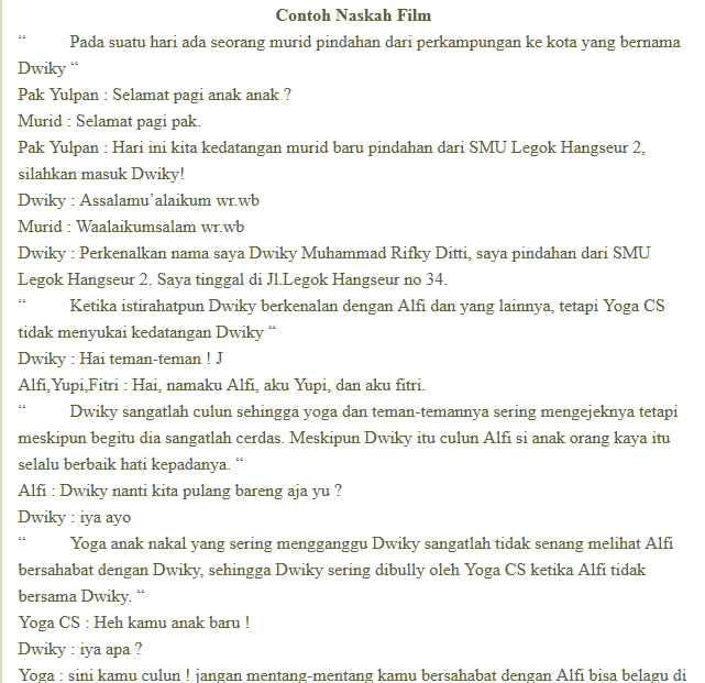 Contoh Naskah Teks Film - Yulpan Blog
