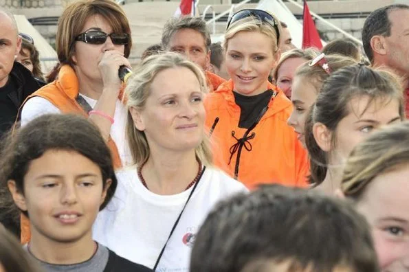 Princess Charlene attended the closing event of the 13th 'No Finish Line' charity 'run' in aid of charities for children, at Nouvelle Digue, Port Hercules in Monaco