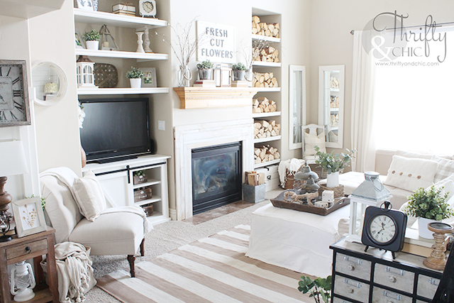 DIY Built In Shelves and Living Room Update