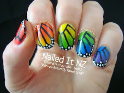 butterfly nail rainbow tutorial