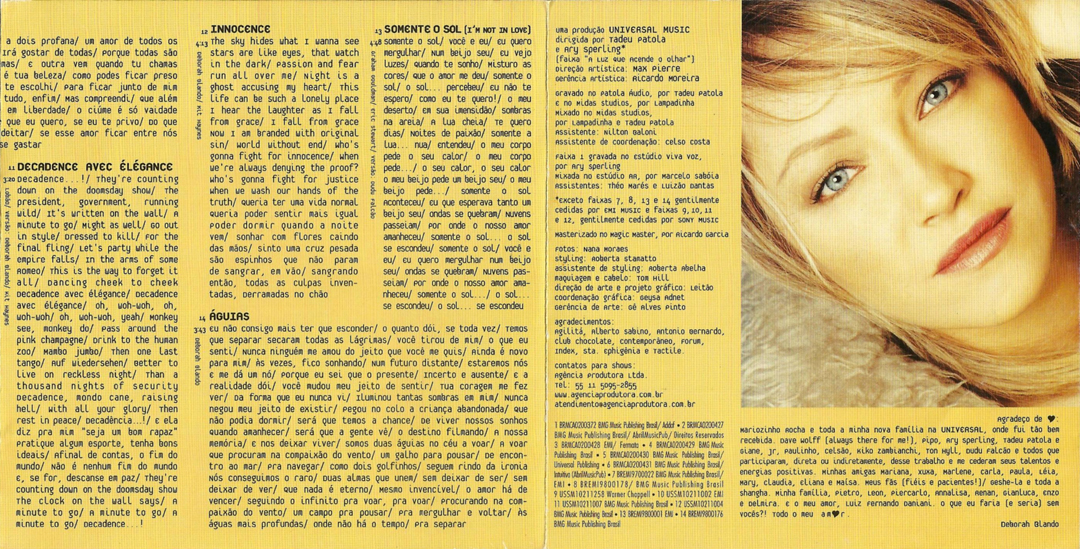 Encarte Deborah Blando A Luz que Acende o Olhar Encartes Pop Encarte Deborah Blando A Luz que Acende o Olhar Encartes Pop