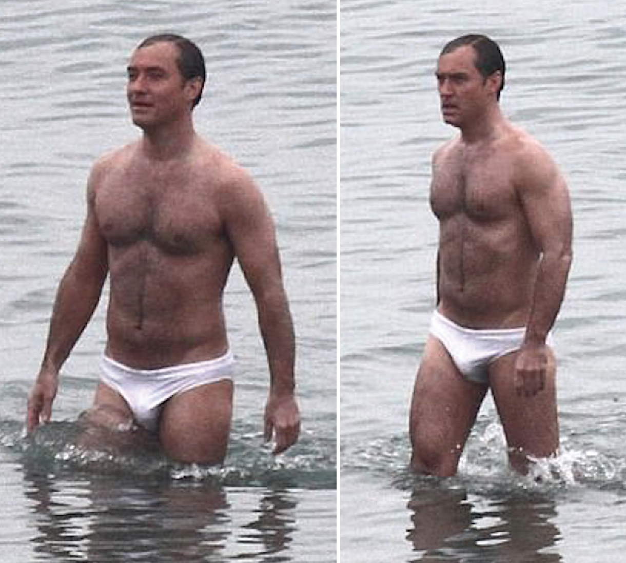 men in white speedos