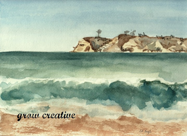 Watercolor Ocean Landscape
