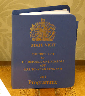 Programme for a state visit in the office display in a Royal Welcome 2015 exhibition at Buckingham Palace Photo © Andrew Knowles