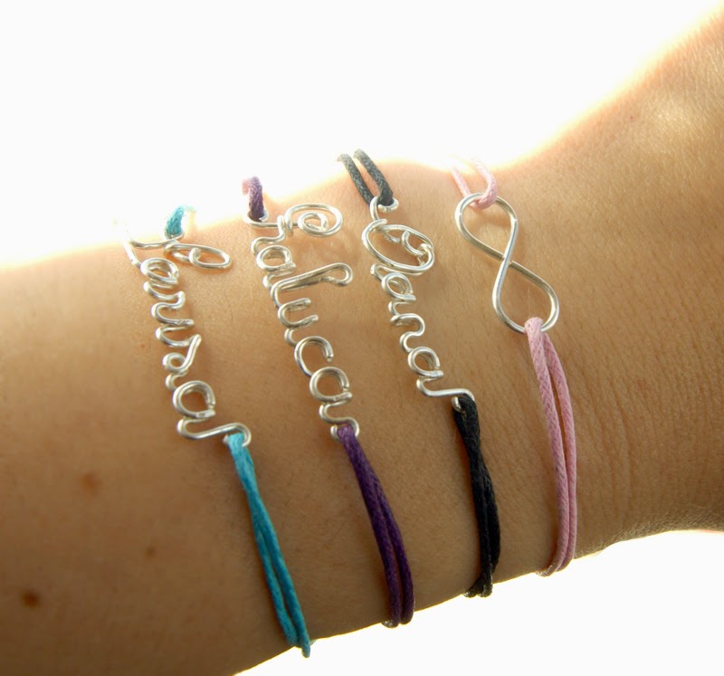 Bana Designs Wire Name Bracelet, with Adjustable Thin Cotton Cord
