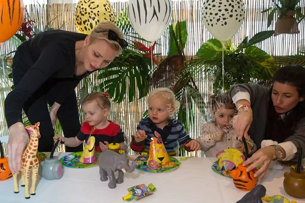 Prince Albert II and Princess Charlene celebrate the 2nd birthday of Crown Prince Jacques and Princess Gabriella with a jungle themed party. 