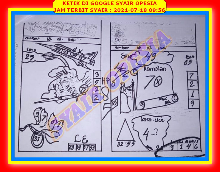 Syair Sgp Hari Ini Minggu 18 Juli 2021 Opesia Official