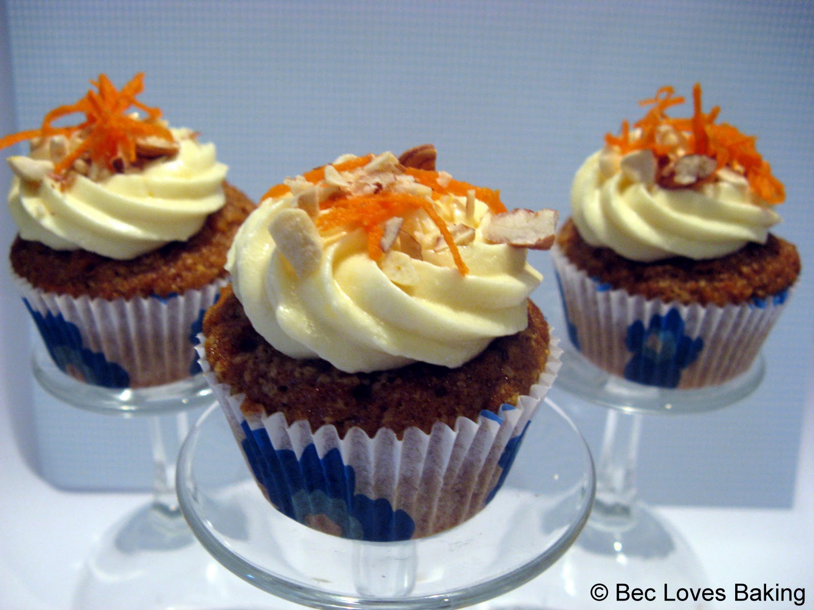 Bec Loves Baking Carrot Cupcakes with Cream Cheese Frosting