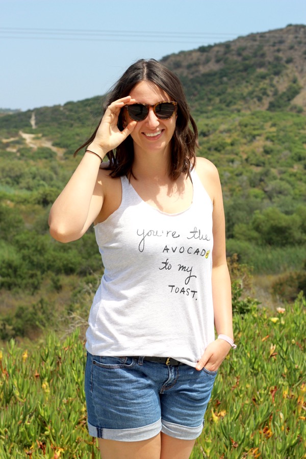 LunaVida I AvocaDo Vegan Love Apparel Tank + Denim Shorts + Sneakers