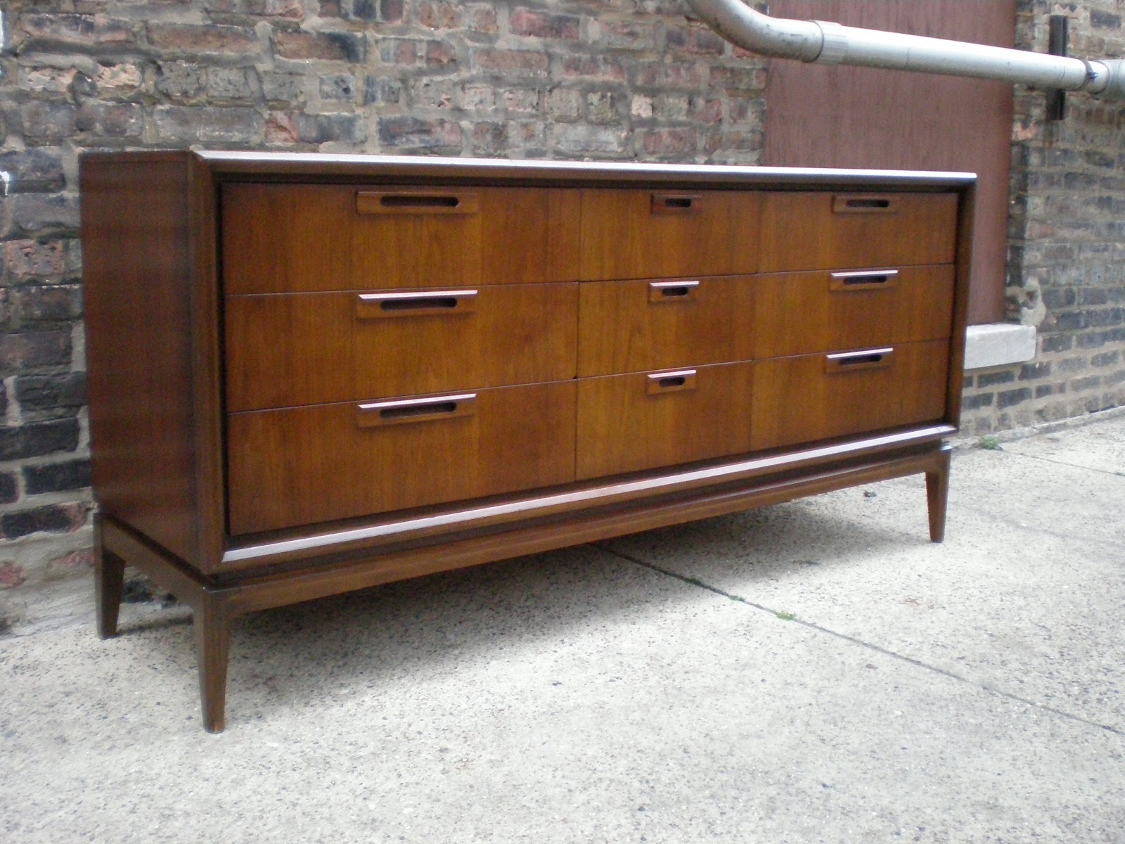 Mid Century Chicago Danish Modern 9 Drawer Lowboy Dresser