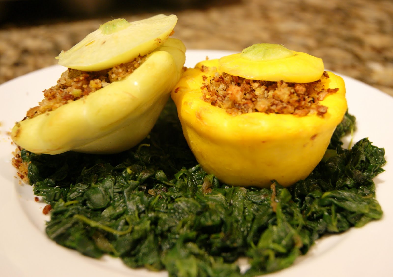 Vegan Ventures in Cuisine Petite Stuffed Patty Pan Squash