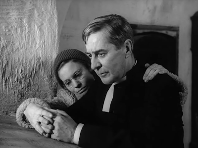 Gunnar Björnstrand and Ingrid Thulin in Ingmar Bergman's Winter Light