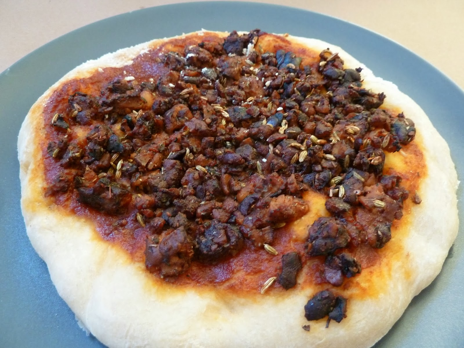Always Autumn Tempeh Sausage Crumbles (on a pizza!)