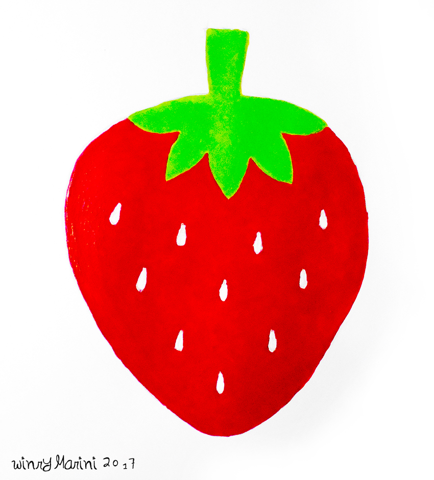 Art and Lore How to Draw a Strawberry with Acrylic Paint step by step