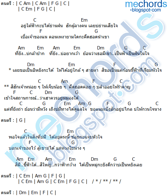 คอร์ดเพลง ก้อนขี้ฟ้า เต๋า ภูศิลป์