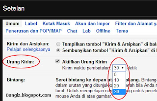 Setelan pembatalan kirim email Setelan pembatalan kirim email