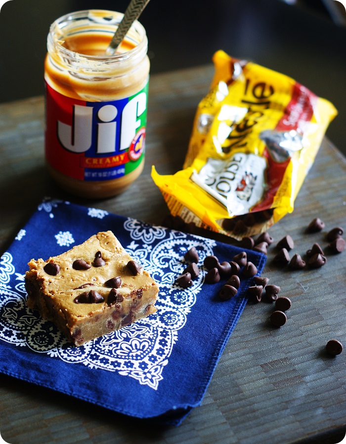 Peanut Butter Swirl Chocolate Chip Blondies Bake at 350°