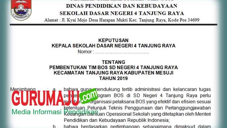 Contoh Sk Tim Bos Sd 2018 Bank Jawaban pendidikan