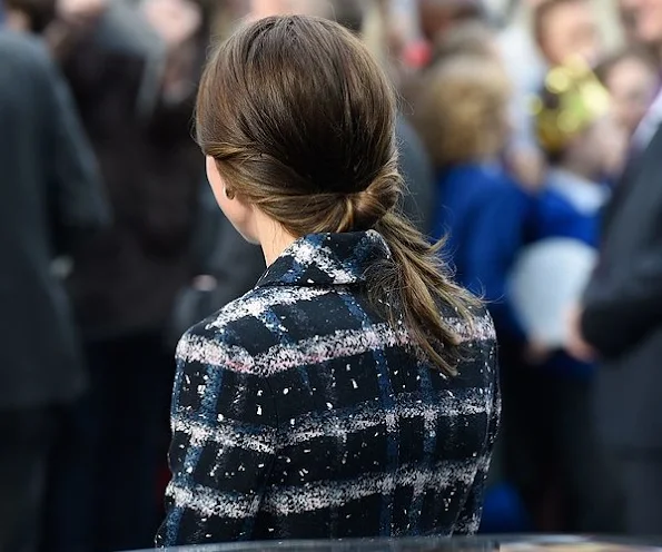 Kate Middleton wore Erdem Coat, Oscar de la Renta pearl earrings, Rupert Sanderson Malory Pumps