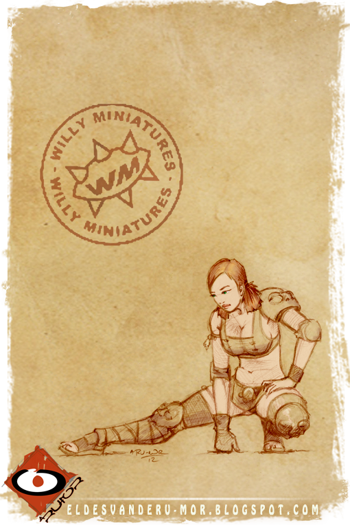 cocept art de miniatura hecha por ªRU-MOR para Amazon Team for Willy miniatures. Warhammer Blood Bowl Fantasy