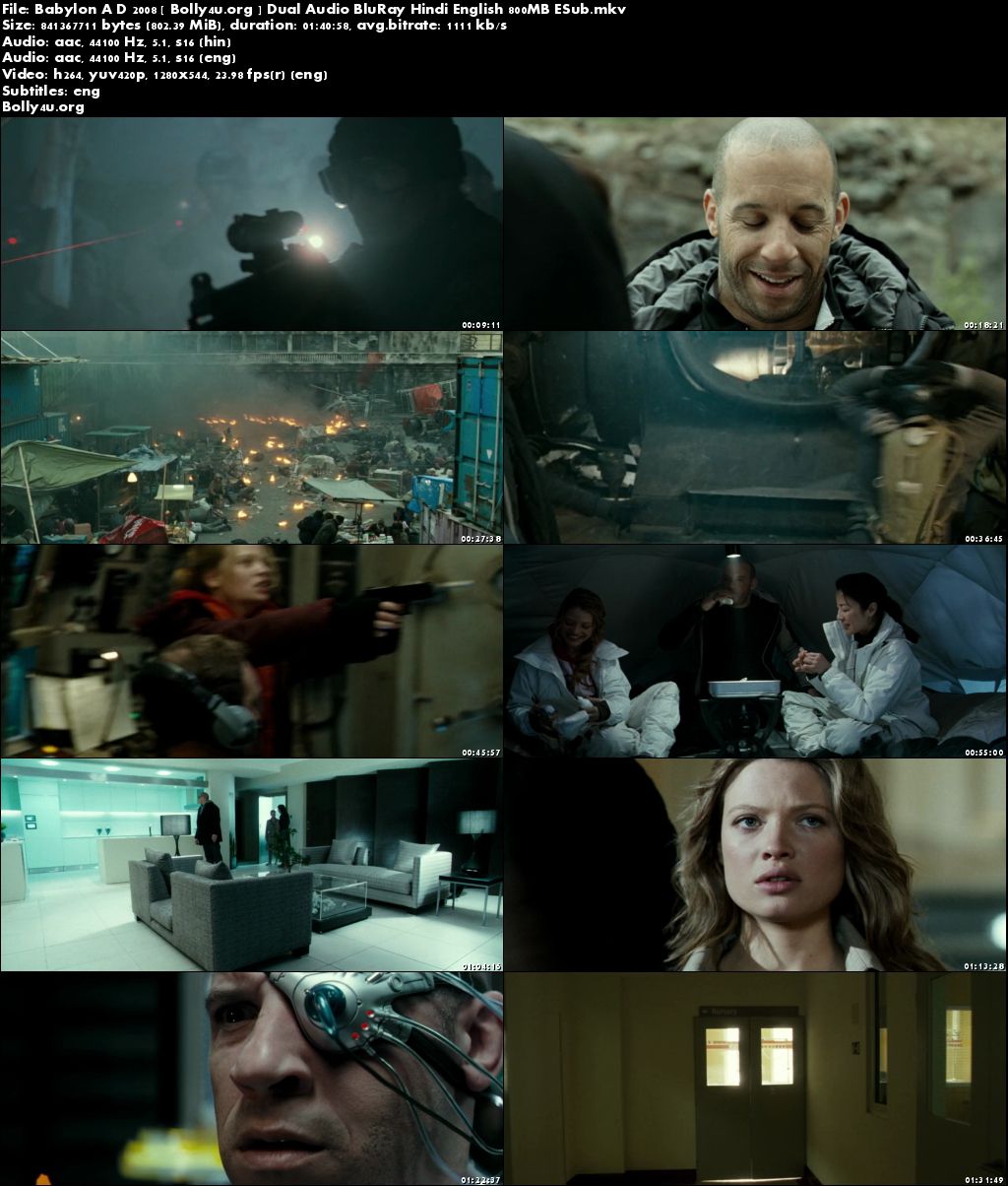 Babylon A D 2008 BluRay 300Mb Hindi Dual Audio 480p ESub Download