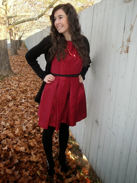 Love, Iris: Polka Dot Fit and Flare Dress for Winter!