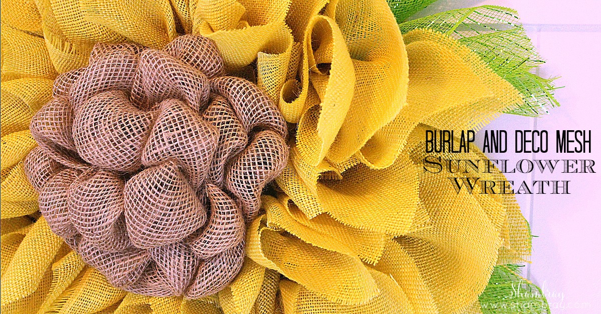 Shambray Burlap and Deco Mesh Sunflower Wreath